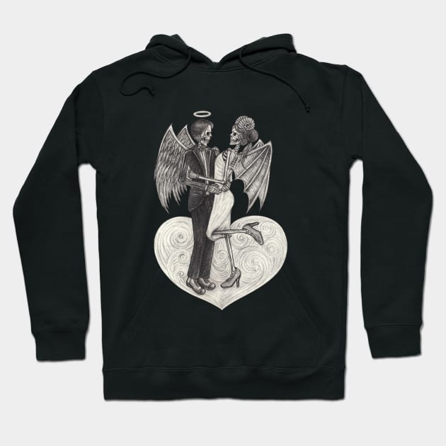 Angels and demons skeletons in love. Hoodie by Jiewsurreal